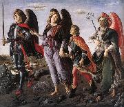 BOTTICINI, Francesco The Three Archangels with Tobias f Spain oil painting artist